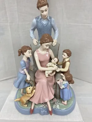 Beautiful Family W/Children New Baby & Dog 10  Porcelain Figurine~~Lladro Style • $35