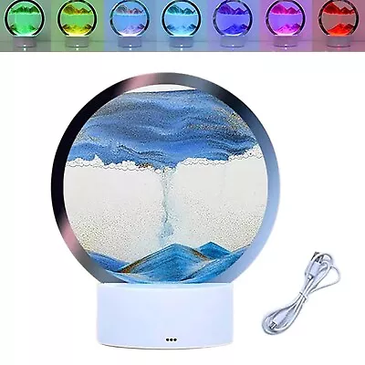 Moving 3D Sand Art Picture Round Glass Hourglass Deep Sea Sandscape Home Decor A • £26.98