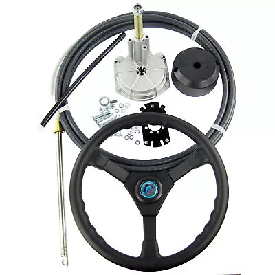 14FT Boat Steering System Single Turbine Rotating W/ Marine Steering Wheel Cable • $115.99