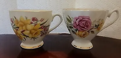 Two Bone China Tea Cups England Roses Gold Trim 🌹  • $12.05