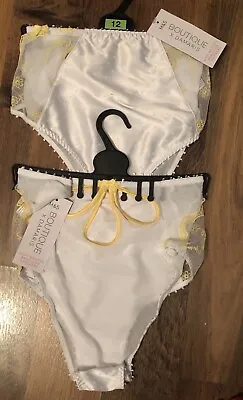 M&S Boutique X Damaris White High Waisted Brazilian Kickers Size 12 BNWL • £10