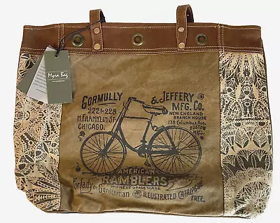 Myra Bags Womens Vintage Look By-Cycle Upcycled Materials Tote Bag Bike S-0935 • $37.80