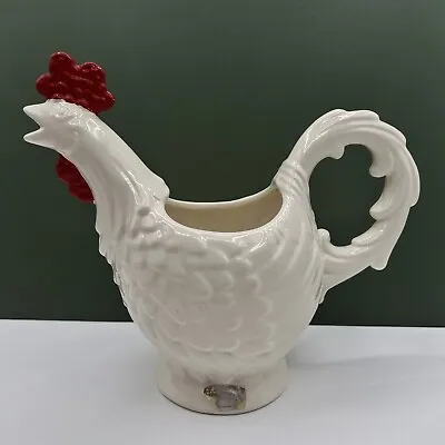 Haegar Pottery White Rooster Pitcher Vintage • $29