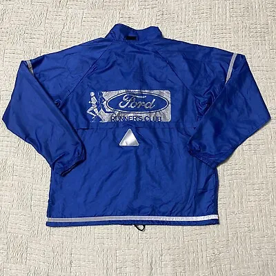 Vintage Ford Runner’s Club 80’s Windbreaker Jacket Men’s Large Blue Automotive • $29.99