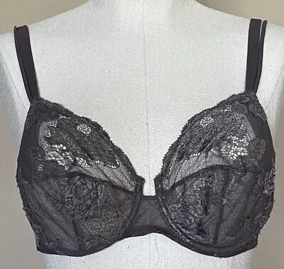 La Perla Underwire Bra With Floral Lace Adjustable Back Straps Dark Taupe 36C • $49.95