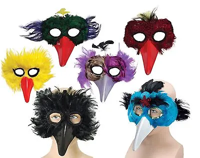 £4.50 • Buy Feather Bird Eye Masks,beak,black/yellow/red/green/purple,masquerade/fancy Dress