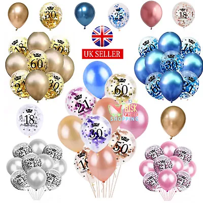 Rose Gold Age Birthday Balloons 16th 18th 21st 30th 40th Birthday Decorations UK • £3.99