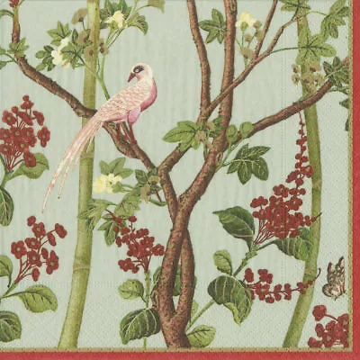£4.72 • Buy Scots Wallpaper M Celadon Bird Floral  Caspari Tea Napkins 20pk 25cm Sq 3ply