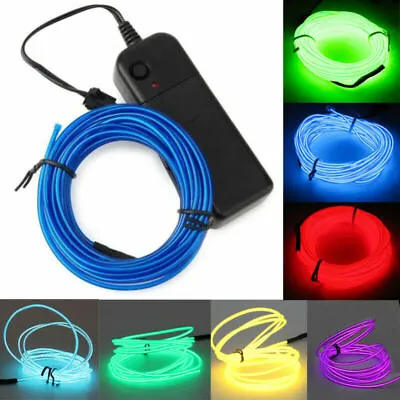 $9.99 • Buy Battery Operated Neon LED Lights Glow EL Wire String Strip Rope Tube Party Decor