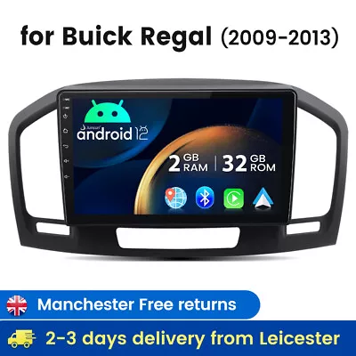 9'' Carplay 2+32G Android 12 Stereo For Vauxhall Insignia Buick Regal 2009-2013 • £134.99