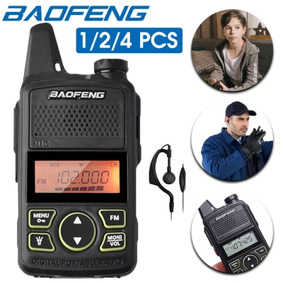 $31.99 • Buy 1/2/4X Mini BF T1 Walkie Talkies Long Range UHF Two Way Ham Radio + Earpiece