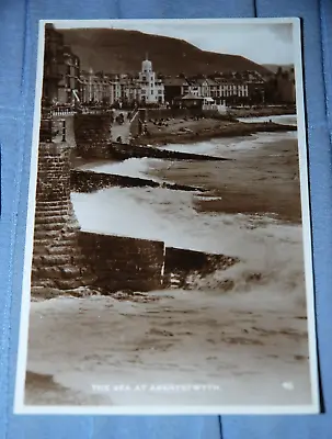 The Sea At Aberystwyth Vintage Real Photo POSTCARD Excel Series 14cm X 9cm • £5.99