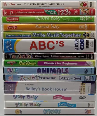 Lot Kid Children DVD Baby Toddler Learning Shows Disney Fisher Price Brainy Baby • $14.95