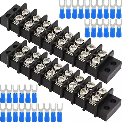 Terminal Block2 Pack 8 Circuits 20-30A 200V-450V Dual Row Screw Terminals Strip • $12.92