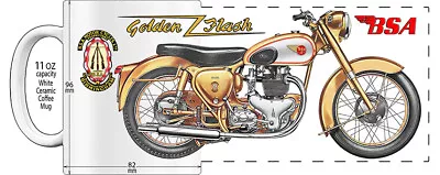 BSA GOLDEN FLASH 650cc SWING ARM MOTORCYCLE  HIGH DETAILED  IMAGE COFFEE MUG. • $25