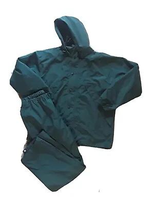 Field & Stream Hydroproof Ultra Rain Gear Jacket Hood And Pants Mens Large Green • $39.97