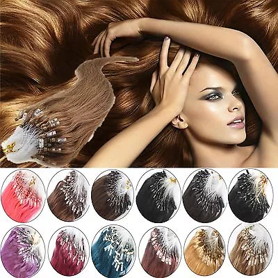 50S/100S Remy Loop Micro Ring Silicone Beads Human Hair Extensions 16-26Inch  • $18.11