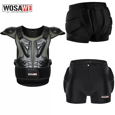 WOSAWE Adult Motorcycle Armored Vest Chest Back Protector Hip Shorts Anti-impact • $25.59