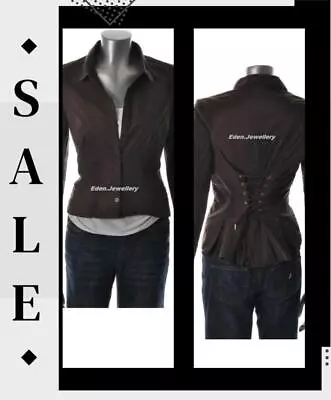 $39.95 • Buy MODA INTERNATIONAL Button-Down Shirt Brown French Roast Cotton Lace Back US 10