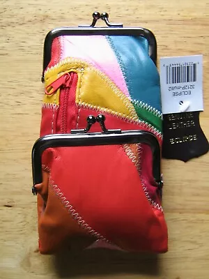 Multicolor Leather Cigarette Case. Snap & Zipper Pouch Coin Purse Lighter Holder • $12.95