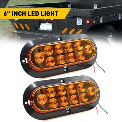 2Pcs Amber 6  Oval Trailer Lights 10 LED Stop Turn Signal Tail Truck Park Lights • $14.94