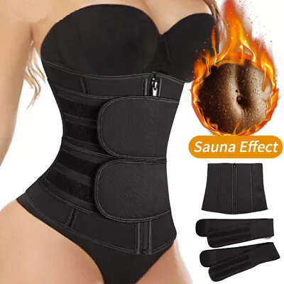 Women Waist Trainer Cincher Sauna Sweat Belt Gym Body Shaper Fat Burn Shapewear • £6.99