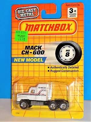 Matchbox 1991 Release MB 8 Mack CH-600 White W/ Thailand Base • $11