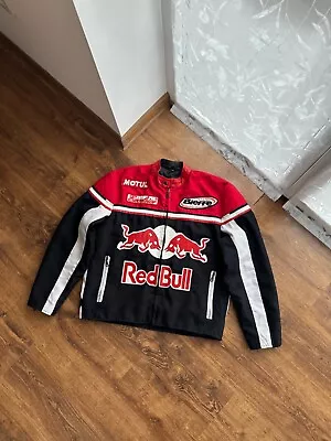 Red Bull Vintage Racing Moto Jacket Leather Inserts • $144