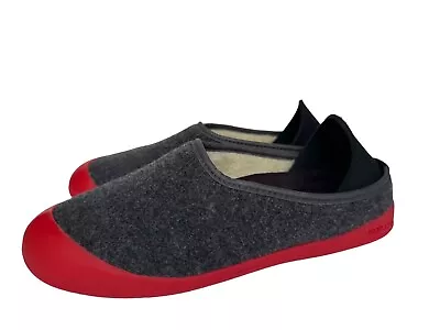 Mahabis Curve Classic Wool Slippers Women’s Sz 8 Gray/Red • $28