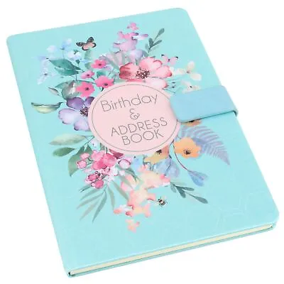 FLORAL ADDRESS & BIRTHDAY BOOK A5 Satin Cover Hardback A-Z Index Contact Diary • £6.40