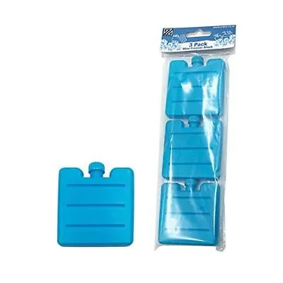 3 Mini Ice Blocks Brick Pack Set Freezer Cooler Bag Lunch Box Travel Picnic Blue • £3.25