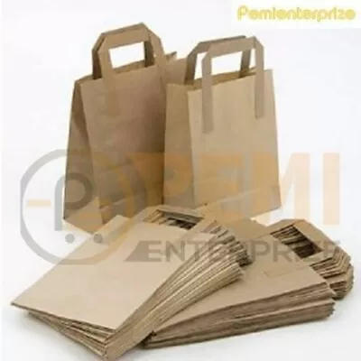 50 Small Brown Kraft Craft Paper Sos Carrier Bags Lunch Dinner Take Away • £5.99