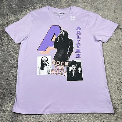 Aaliyah T-Shirt Women Large Purple Big Graphic Tee Music Retro Short Sleeve Top • $15.03