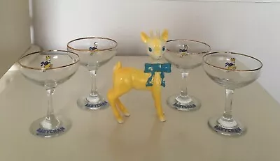 4 X Vintage Babycham Glasses & Ceramic Deer Gold Rimmed Very Good Condition  • £0.99