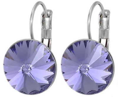 Women Round Large LEVER BACK Bella Earrings Made With SWAROVSKI Crystal • $19.99