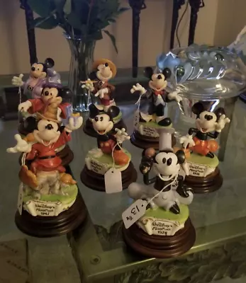 $1359 • Buy 8 Laurenz Capodamonte Disney Mickey Mouse Through The Ages Porcelain Figurines