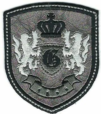 $2.99 • Buy Silver Black Rampant Lion Crown Coat Of Arms Crest Letter G Embroidery Patch