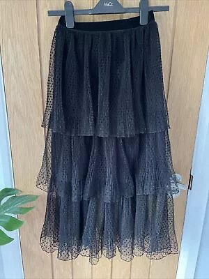 £10 • Buy Zara Polka Dot Black Tulle Tiered Skirt Size Xs