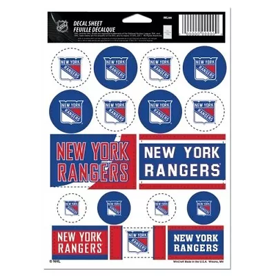 New York Rangers Vinyl Sticker Sheet 17 Decals 5x7 Inches Free Shipping • $10.99