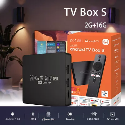 8K Ultra HD Android 13 TV Box WiFi 2.4G/5G Bluetooth 5.4 Streaming Media Player • £33.56