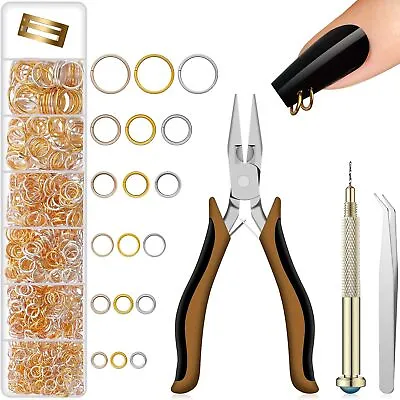 1014 Pieces Nail Dangle Charm Piercing Tool Hand Gold Silver And Rose Gold  • £12.10