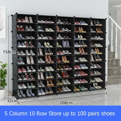 $41.99 • Buy 100 Pairs 10 Tier Cube DIY Shoe Cabinet Rack Storage Portable Stackable Organise