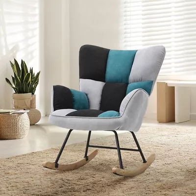 Modern Rocking Chair Nursery Lazy Sofa Accent Armchair Napping Seat Living Room  • £119.95