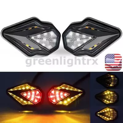 2X Motorcycle Flush Mount Turn Signal LED DRL Red Amber Light Indicator Flowing • $11.99
