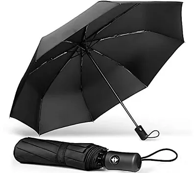 10 Rib Strong Automatic Open Umbrella Close Travel Windproof Compact Folding • £10.99