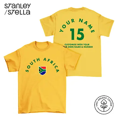 South Africa Personalised T-Shirt Name/No Mens Kids Baby Womens Football Rugby • £13.99