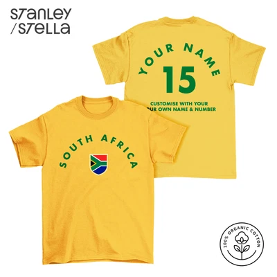 South Africa Personalised T-Shirt Name/No Mens Kids Baby Womens Football Rugby • £13.99