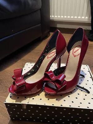 Banned 50's Shoes Heels Red Vintage Retro Uk6 Pumps Pinup Heels • £45