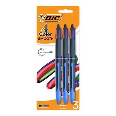 4-Color Smooth Retractable Ballpoint Pens Medium Point (1.0mm) 3-Count Pack... • $15.76