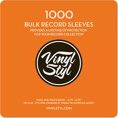 Vinyl Styl® 12 Inch Outer Record Sleeves - Open Top - 1000 Count Bulk PK (Clear) • $169.99